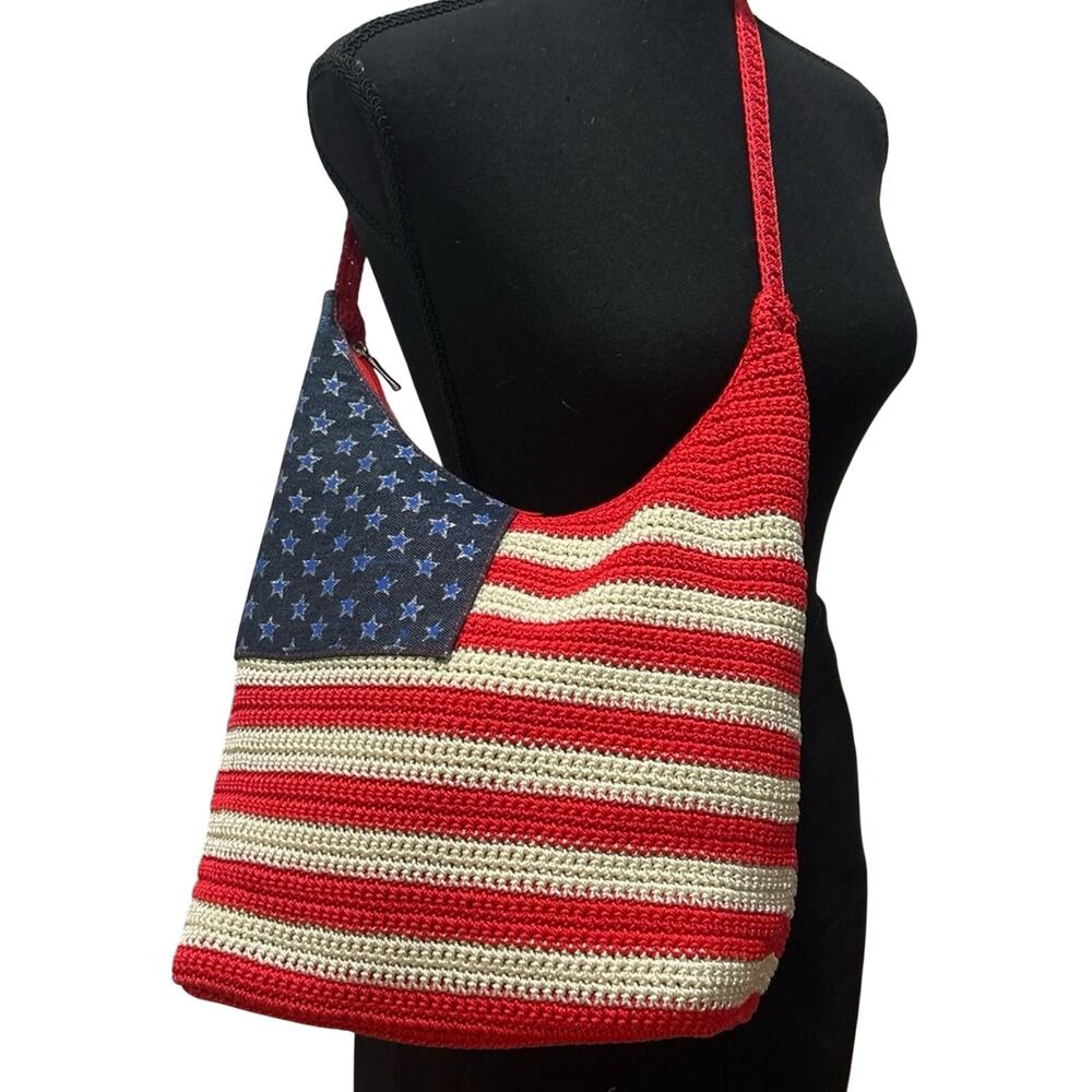 The Sak Crochet American Flag Shoulder Bag | Red White Blue | Boho USA